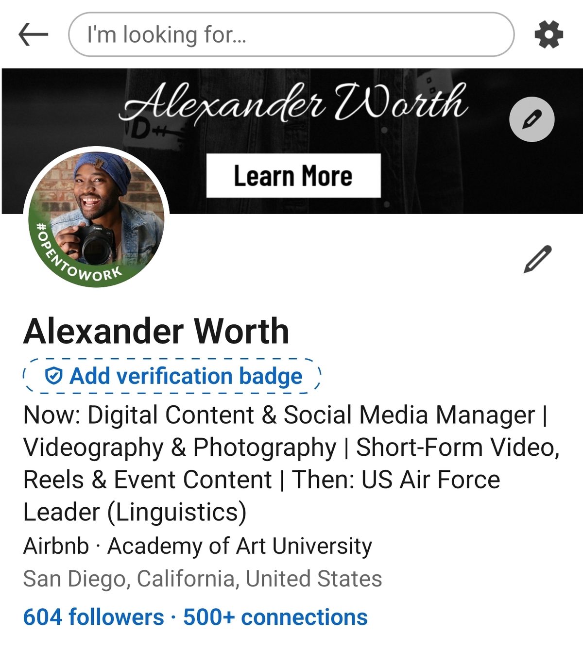 LinkedIn profile preview